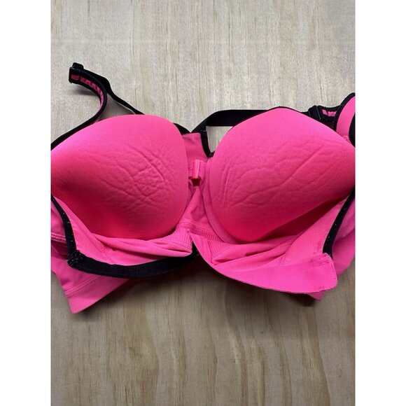 Victoria Secret Sports Bra VSX Hot Pink Razor Back Underwire Zip Front 38DD - Picture 2 of 7